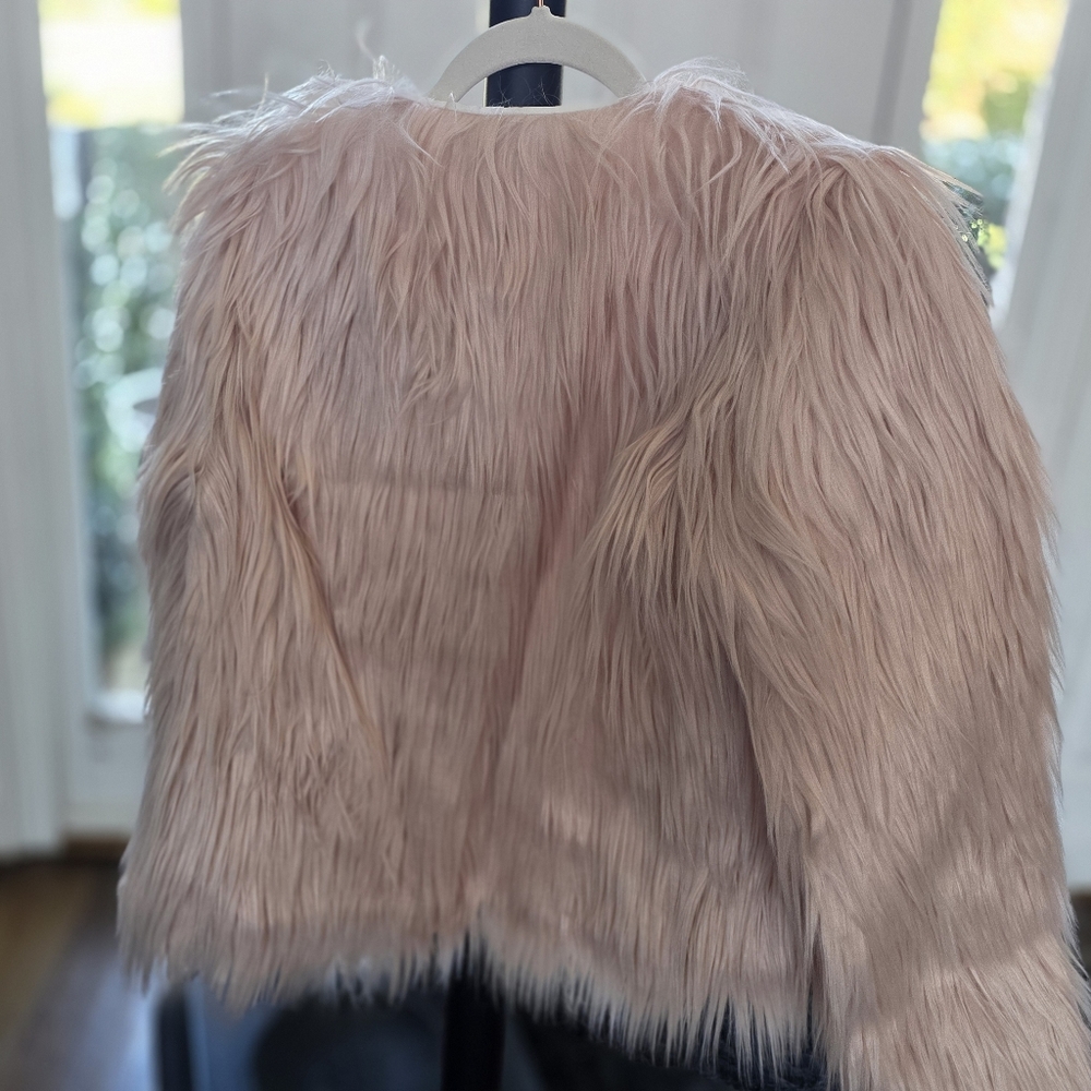 LANSHIFEI Blush Faux Fur Jacket L.vintage - Picture 3 of 6